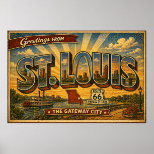 Poster Saint-Louis Route 66 Voyages Rétro