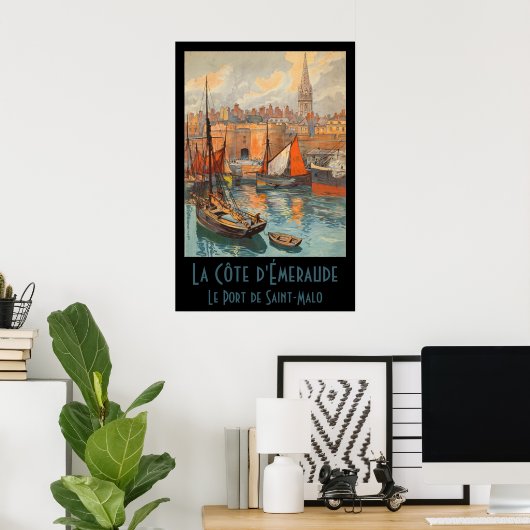 Poster Saint Malo, France, Art de l'affiche de voyage vin (Bureau à domicile)