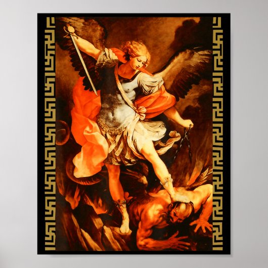 Poster Saint Michael Defeating Satan Archangel Warrior (Devant)