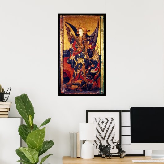 Poster Saint Michael Vanquishing Devil comme Chevalier mé (Bureau à domicile)