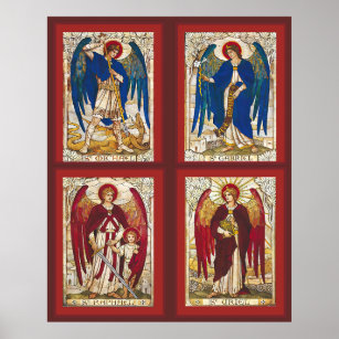 Poster Saint Michel, Gabriel, Raphael et Uriel Archangel