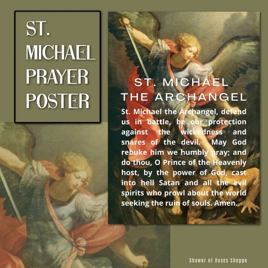 Poster Saint Michel la prière de l'archange avec un texte