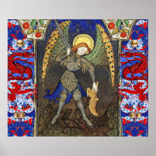 Poster Saint Michel l'Archange avec le diable, Dragons ro