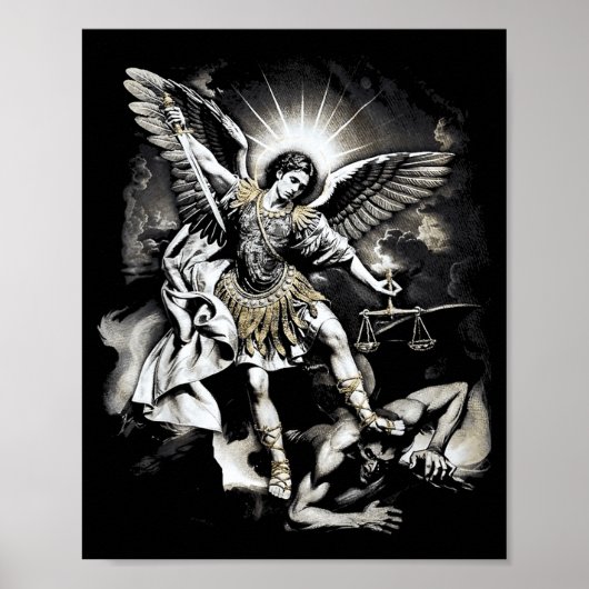 Poster Saint Michel vainquant Satan Archange Guerrier (Devant)