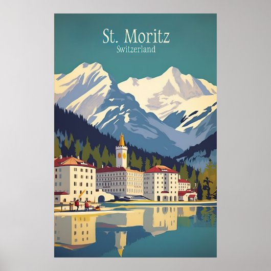 Poster Saint Moritz, Suisse Ski Travel (Devant)