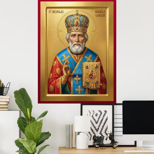 Poster Saint Nicholas orthodox  icon (Bureau à domicile)