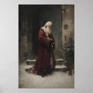 Poster Saint Nicolas Père Noël près de la porte sous la n
