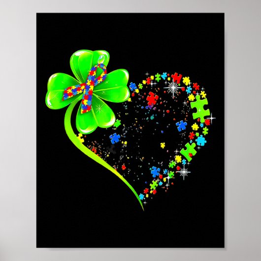 Poster Saint-Patrick Clover Autisme Drôle Autisme Sensibi (Devant)