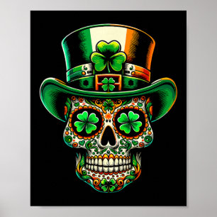 Poster Saint-Patrick irlandais crâne en sucre jour des mo