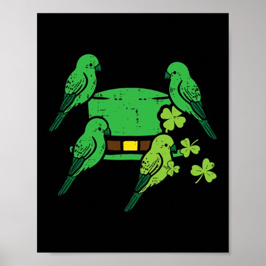 Poster Saint Patrick Jour Oiseaux Casquettes Saint Paddys (Devant)