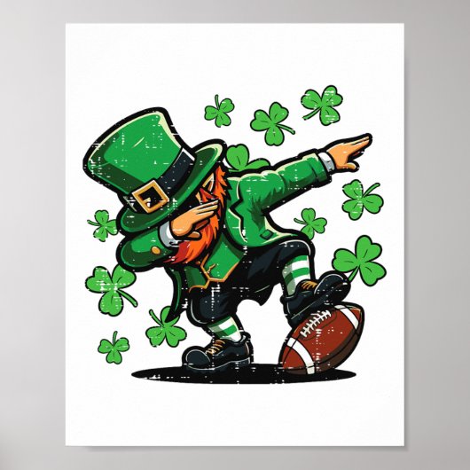 Poster Saint-Patrick Leprechaun Dab Footll Hommes Garçons (Devant)