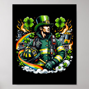 Poster Saint-Patrick Men pompiers jour de la Saint-Patric