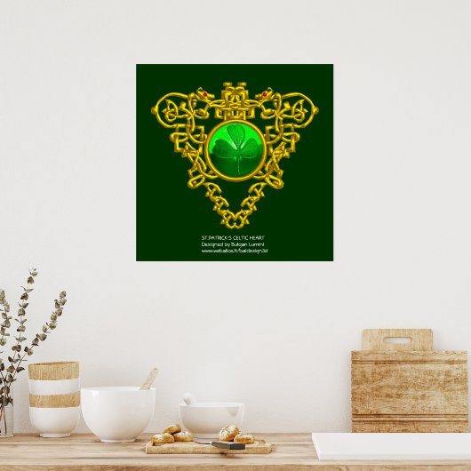 POSTER SAINT PATRICK'S CELTIC HEART, SHAMROCK (Cuisine)