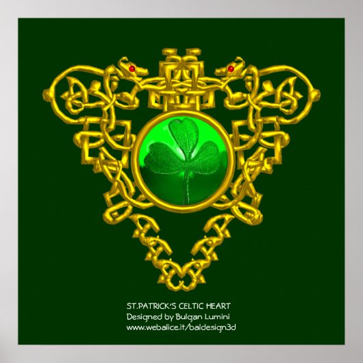 POSTER SAINT PATRICK'S CELTIC HEART, SHAMROCK (Devant)