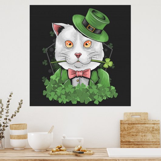 Poster Saint Patrick's Day Chat Fumer un tuyau (Cuisine)