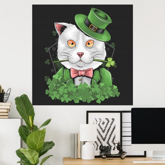 Poster Saint Patrick's Day Chat Fumer un tuyau (Bureau à domicile)