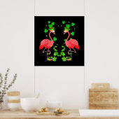 Poster Saint Patrick's Day Flamant rose Shamrock Coeur (Cuisine)