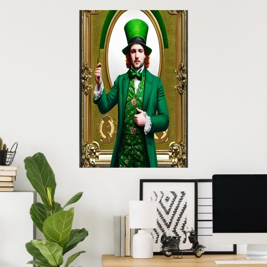 Poster Saint Patrick's Day homme en vert | Art AI (Bureau à domicile)