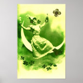 POSTER SAINT PATRICK'S DAY LUNE LADY AVEC SHAMROCK (Devant)