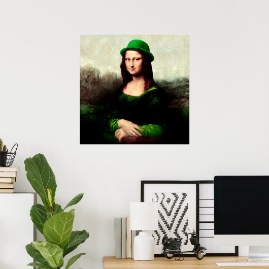 Poster Saint Patrick's Day Mona Lisa (Bureau à domicile)