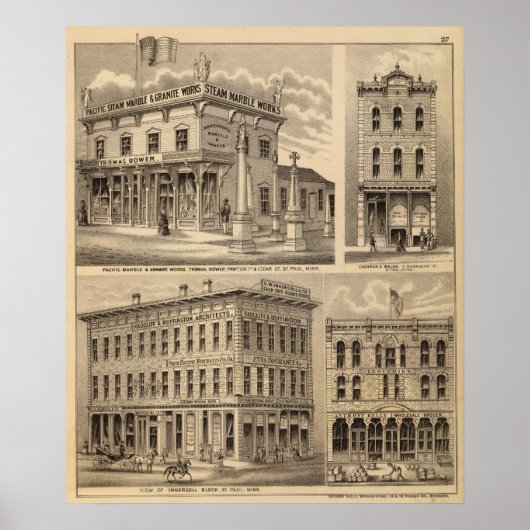 Poster Saint Paul, Minneapolis, Minnesota Carte Lithograp (Devant)