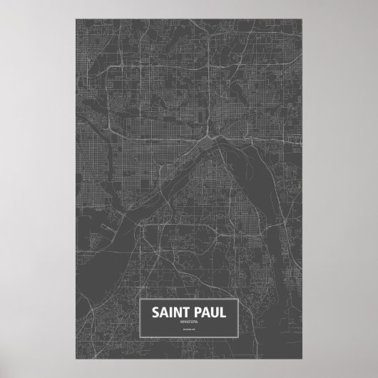 Poster Saint Paul, Minnesota (blanc sur noir) (Devant)