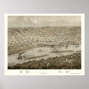 Poster Saint Paul, MN Carte panoramique - 1867