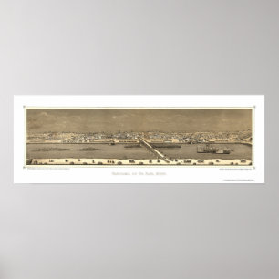 Poster Saint Paul, MN Carte panoramique - 1873