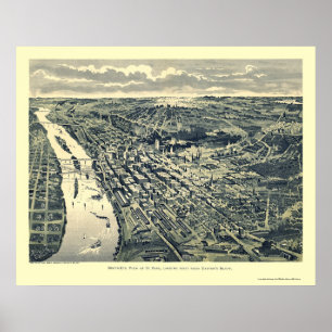 Poster Saint Paul, MN Carte panoramique - 1893