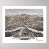 Poster Saint Peter, MN Carte panoramique - 1870 (Devant)