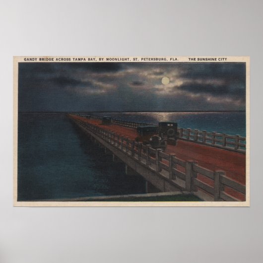 Poster Saint-Pétersbourg, FL - Vue lune de Gandy (Devant)