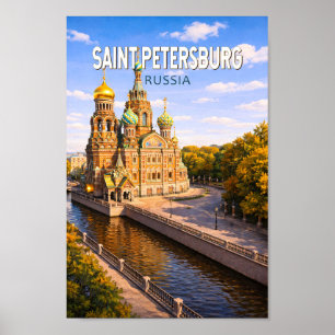 Poster Saint-Pétersbourg Russie Illustration Voyage Art