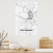Poster Saint-Pétersbourg, Russie (noir sur blanc) (Cuisine)
