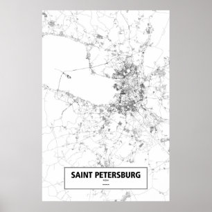 Poster Saint-Pétersbourg, Russie (noir sur blanc)