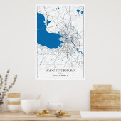 Poster Saint-Pétersbourg Russie Plan de la ville Voyage s (Cuisine)