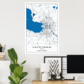 Poster Saint-Pétersbourg Russie Plan de la ville Voyage s (Bureau à domicile)