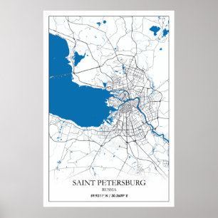 Poster Saint-Pétersbourg Russie Plan de la ville Voyage s