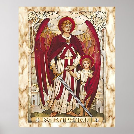 Poster Saint Raphael Archangel Angel Catholique Saint-Rap (Devant)
