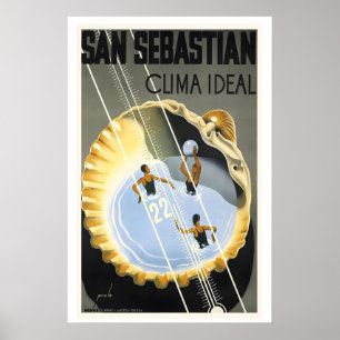 Poster Saint-Sébastien Le Pays basque Espagne Vintage