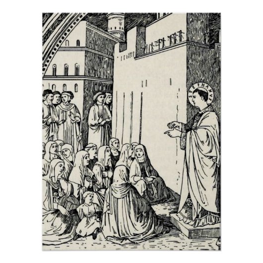 Poster Saint Stephen Prédication par Fra Angelico (Devant)
