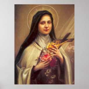 Poster Saint Thérèse de Lisieux Petite Fleur de Jésus Ros