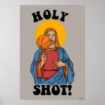 Poster Saint tir<br><div class="desc">Image de Jésus "Saint tir" dessinée par bCreative montre la représentation de Jésus équilibrant un basket sur son doigt! Cela fait un grand cadeau pour la famille, les amis ou un régal pour vous-même! Ce graphisme amusant est un grand ajout au style de n'importe qui. bCreative est un créateur et...</div>