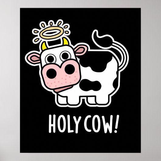 Poster Saint vache drôle animal jeu de mots foncé BG (Devant)