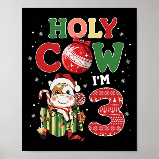 Poster Saint Vache Je suis 3 Anniversaire Garçon 3e Vache (Devant)