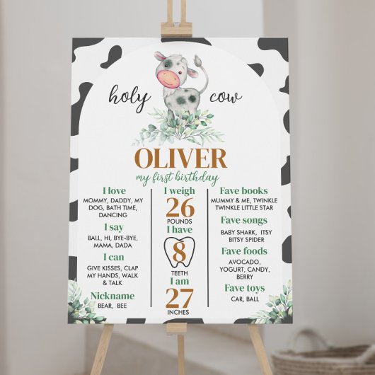 Poster Saint Vache Je suis un premier anniversaire Jalon