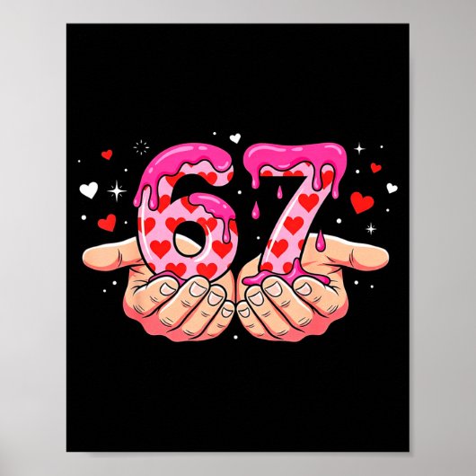 Poster Saint-Valentin 67 Cœurs Six Sept Mème Amour Mignon (Devant)