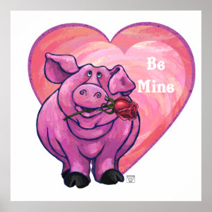 Poster Saint Valentin au cochon