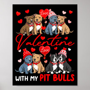 Poster Saint-Valentin avec mon couple de Pit Bulls Costum