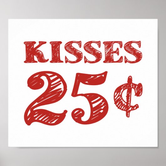 Poster Saint Valentin Baisers 25 cents (Devant)