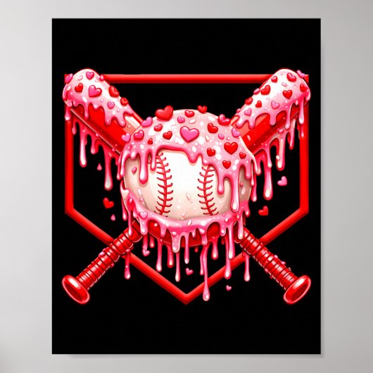 Poster Saint-Valentin Baseball Garçons Crème Glacée Goutt (Devant)